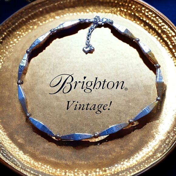 BRIGHTON Vintage Silver Geometric Choker Necklace - Picture 1 of 7